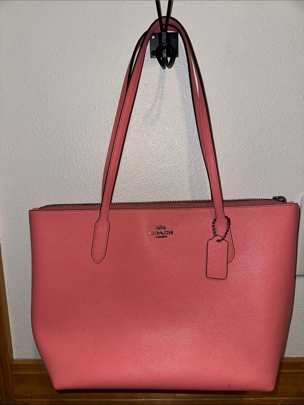 Coach Coral Pink Leather Zip-Top Tote